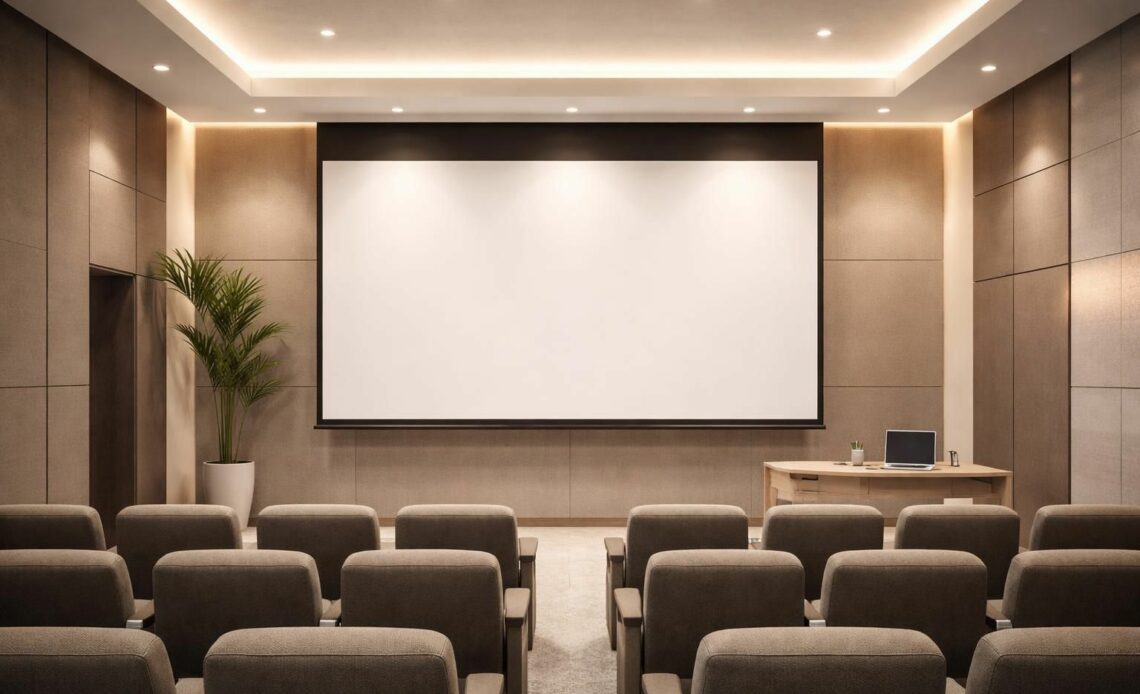 découvrez comment intégrer un écran de projection motorisé dans votre salle de démonstration pour un aménagement moderne et fonctionnel, alliant confort et technologie.