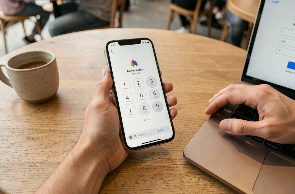 Gros plan sur un smartphone affichant un code de double authentification à deux facteurs
