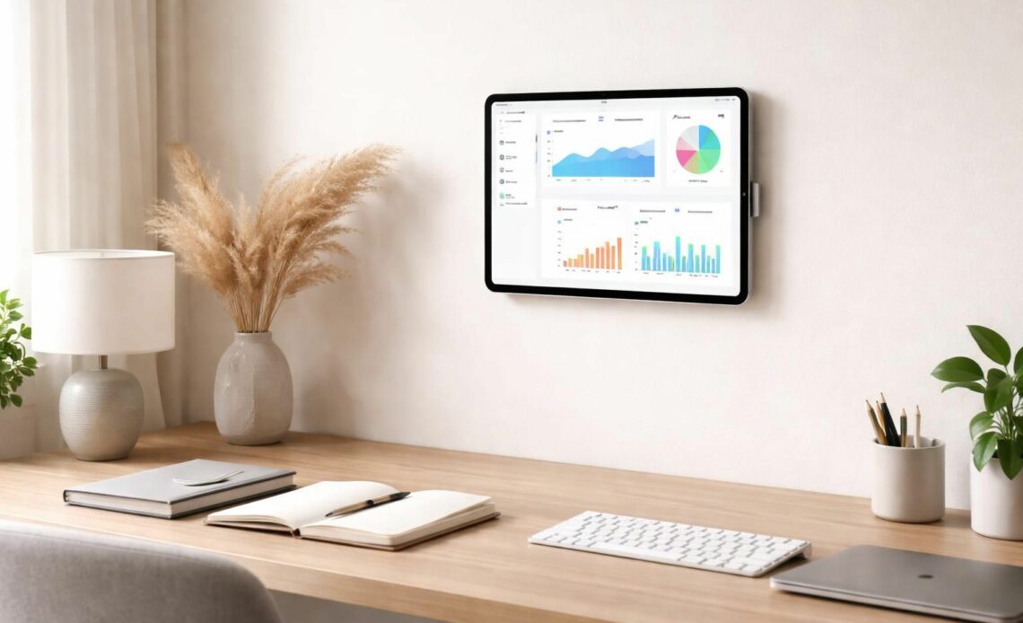 découvrez comment intégrer un ipad mural dans votre bureau marketing avec des câbles invisibles et un support discret pour un espace de travail moderne et organisé.