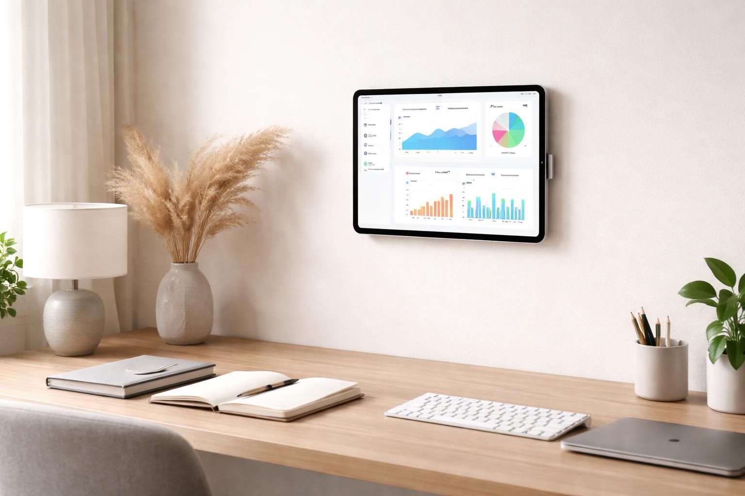 découvrez comment intégrer un ipad mural dans votre bureau marketing avec des câbles invisibles et un support discret pour un espace de travail moderne et organisé.