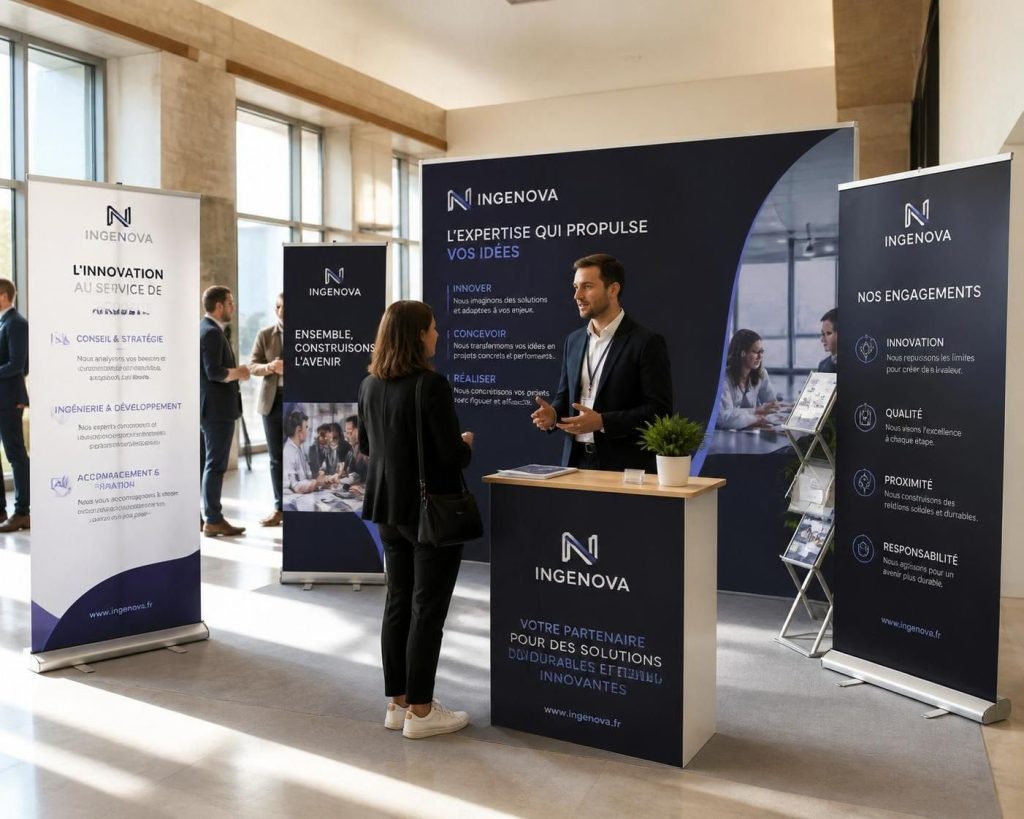 Découvrez notre service de roll-up sur mesure pour une impression grand format de qualité professionnelle, idéal pour valoriser votre communication visuelle avec impact et élégance.